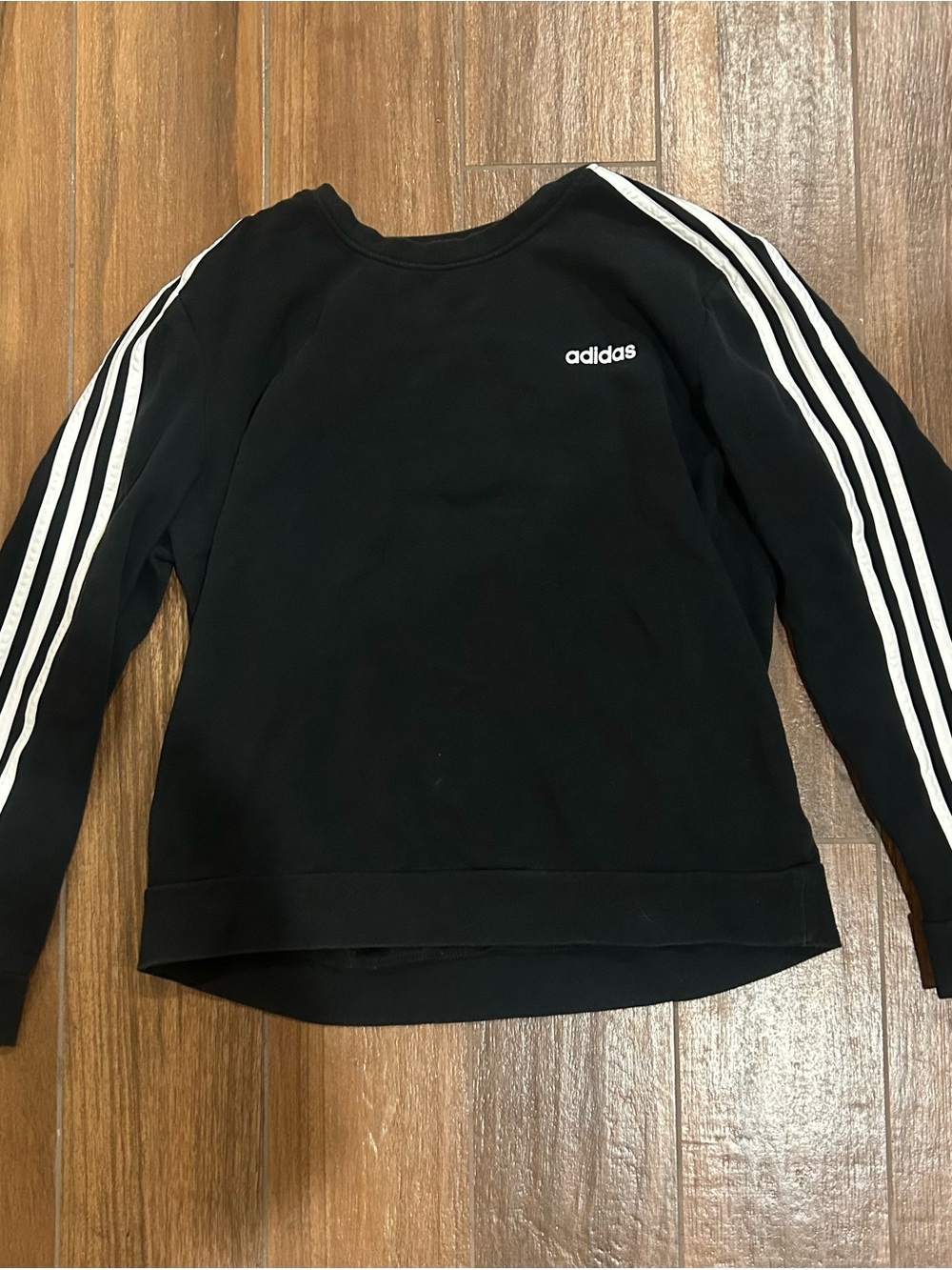 Adidas Black Sweatshirt with White Three-Stripes Women's XL